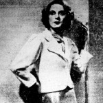 Új koktélruha ujjatlan hátdekoltázszsal, hozzá fehér selyemjersey kabátka 1936.