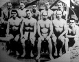 A Horthy kupán résztvevő magyar vízipólócsapat. Ivády Sándor (kapitány), Halassy, Brandy, Hazai, Kánássy, Bródy, Homonnai, Sárkány, Németh és Bozsi