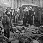 Holttestek a chicagoi színház előtt a katasztrófa után