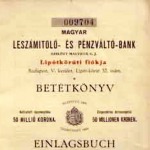 A Magyar Leszámítoló- és Pénzváltó Bank betétkönyve