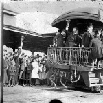 Az elnöki vonaton Roosevelt és kísérete