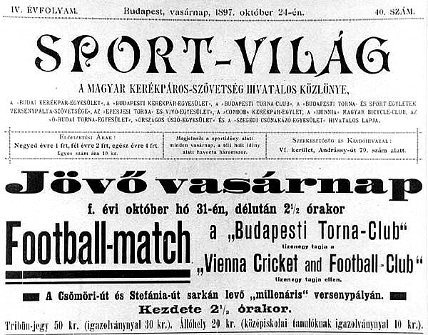 A  BTC és a Vienna Cricket and Football-Club egy 1897-es football-matchre hívó plakátja