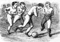 Az első hazai football ábrázolás, Molnár Lajos Atlétikai gyakorlatok című, 1879-ben megjelent könyvéből.