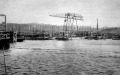 Hadihajó építésére való állványok a trieszti hajógyárban