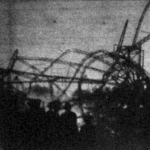 A felrobbant és elpusztult Zeppelin-féle kormányozható léghajó romjai 