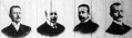 Balról-jobbra: Szent-Györgyi Imre. dr. a BKE. h. igazgatója, Liedemann Frigyes. dr. a BKE. titkára, Preysz Gusztáv a BKE. pénztárnoka és Lukovits István a BKE. ellenőre. A Budapesti Korcsolyázó Egylet tisztikara.