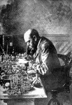 Koch Róbert a laboratoriumában
