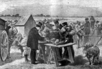 Pasteur a lépfene elleni oltást végzi Pouilly-le-Fortban (1881)