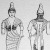Áldozati szobor elölről és hátulról ,mely az etruszk női viseletet tünteti fel
