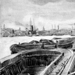 A londoni dock-okról (Királyfalvi Károly rajza): a kelet-indiából jövő hajók számára való dock