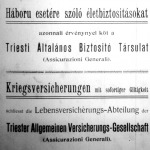 Életbiztosítás hirdetése a Közgazdasági Közleményekben (1914. aug.1.)