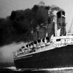 Mauretania teljes gőzzel, sebesség teszten (Lusitania osztályú hajó, szinte teljesen azonos kiépítettséggel)