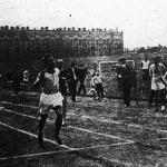 A 400 m-es síkfutás finishe Kurunczy(1.)-Podolszky(3.)-Fixl(2.)