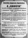 A Hangya hirdetése a Vasárnap c. hetilap 1921. október 23-i számából