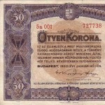50 koronás államjegy előoldala