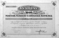 Magyar Nemzeti Gazdasági Bank Részvény 1920