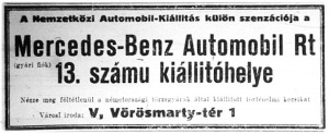 Hirdetés az automobilkiállítás alkalmával (Mercedes)