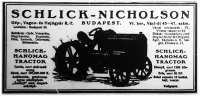 A Schlick-Nicholson gyár hirdetése