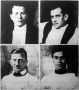 Magyarország olimpiai bajnok kardvívó-csapata. Petschauer, Gombos, Terstyánszky, Glykais