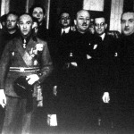 Pignatelli herceg, a budapesti fasiszták vezére (1), Marinetti (2) és Colonna herceg (3), budapesti olasz követ