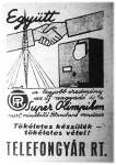 A Telefongyár Rt. hirdetése