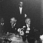 Balról jobbra Titulescu, Dell, angol újságíró,Litvinov, Beer, német újságíró és Benes